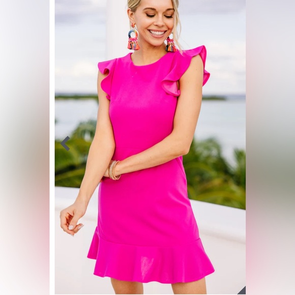 Fuchsia Pink Ruffled Dress - Picture 1 of 4
